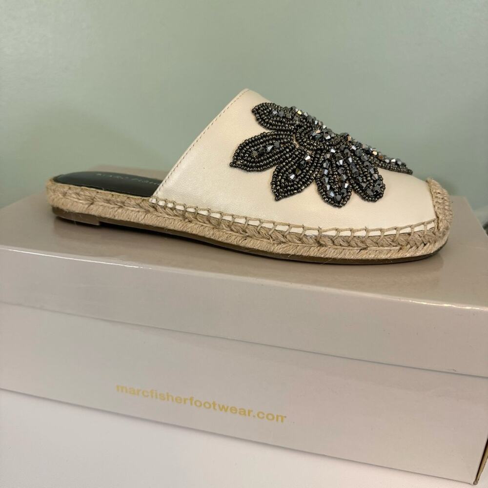 Marc Fisher Women's Slip On‎ Espadrille Leather Beaded Rope Loafers Size 5.5 NIB